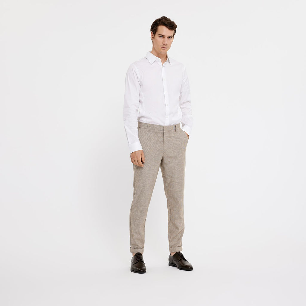 Plain Units Trousers AlbertPL 803_RCS-Blended Dark Sand Check model