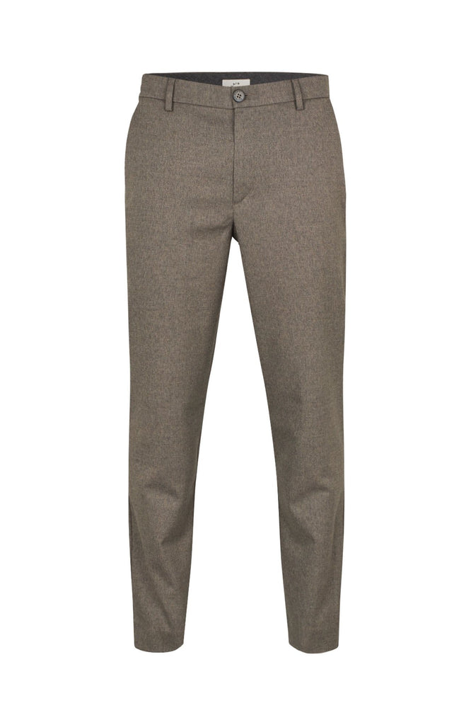 Plain Units Trousers AlvinPL 438 Mud Melange gine_front