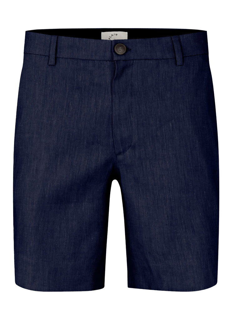 Plain Units Trousers AlvinPL Shorts 769 Navy Linen gine_front