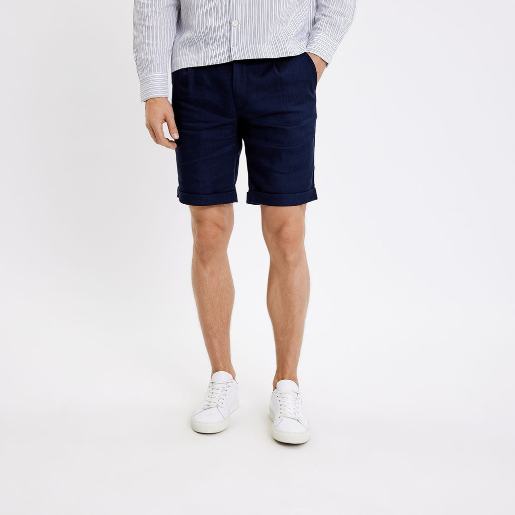 Plain Units Shorts ArthurPL Shorts 769 Navy Linen front