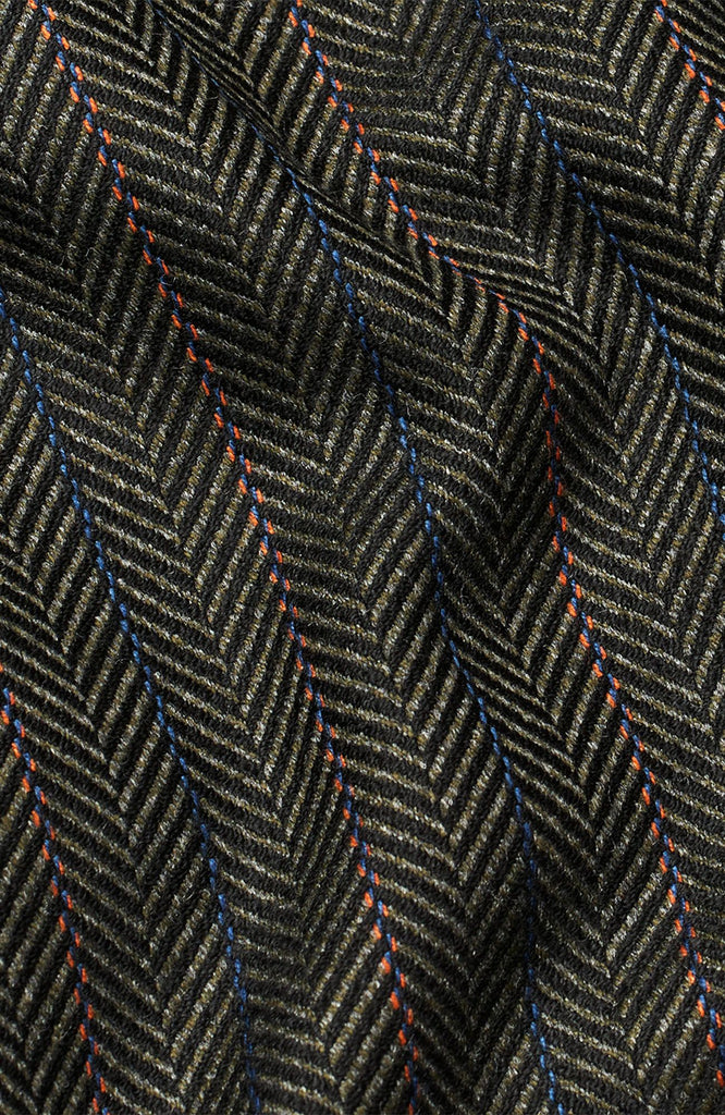Five Units Trousers DenaFV 225 Evergreen Herringbone closeup