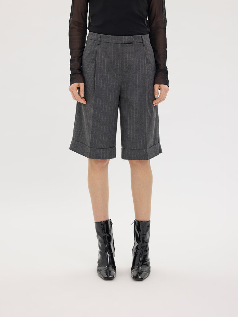 ElaineFV_Long_Shorts_226 Meteorite_Pinstripe FRONT