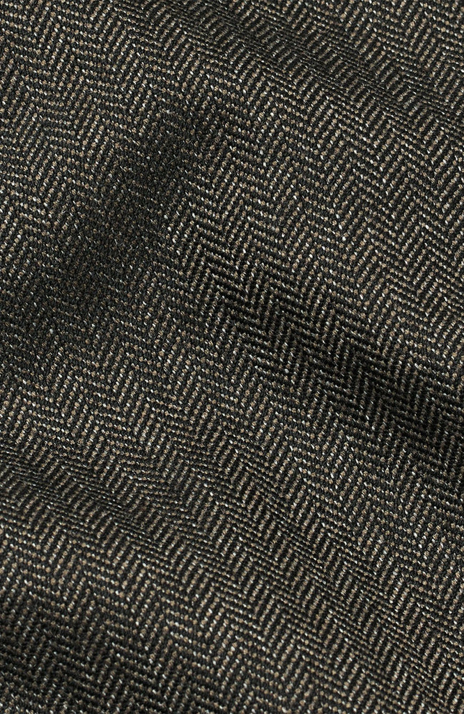 Plain Units Trousers JoshPL 090 Black Oak Herringbone closeup