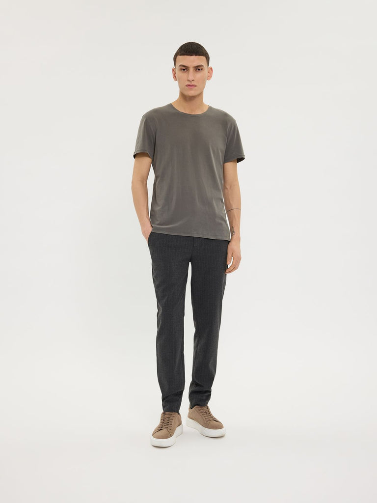 Plain Units Trousers JoshPL 093 Charcoal Brown Pinstripe model