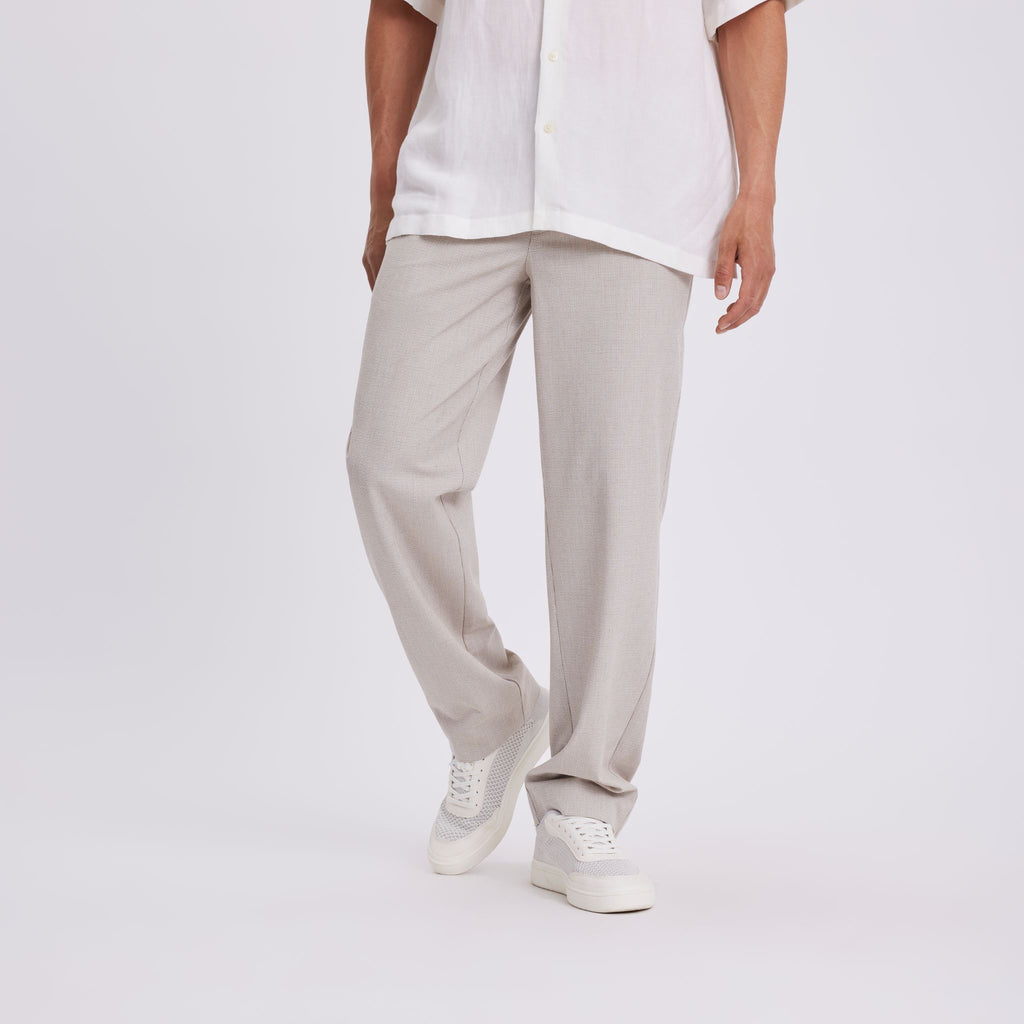 Plain Units Trousers - Formal OswaldPL 088 Soft Sand Mini Grid front