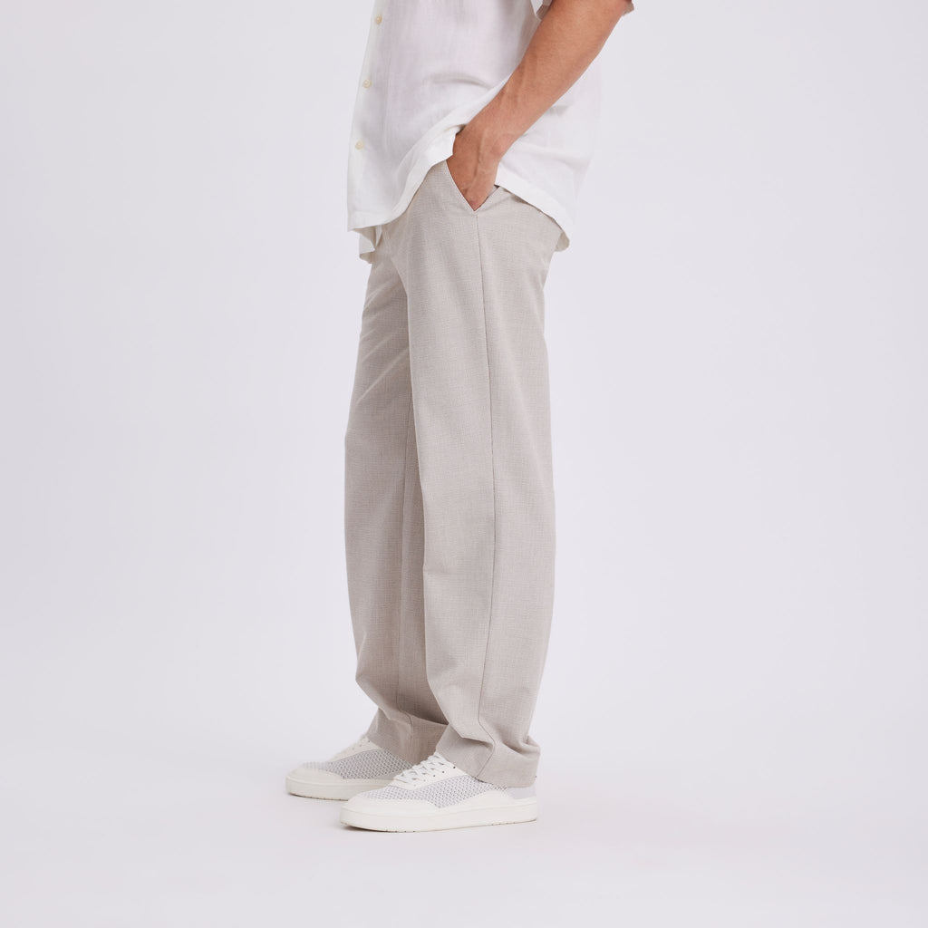 Plain Units Trousers - Formal OswaldPL 088 Soft Sand Mini Grid side