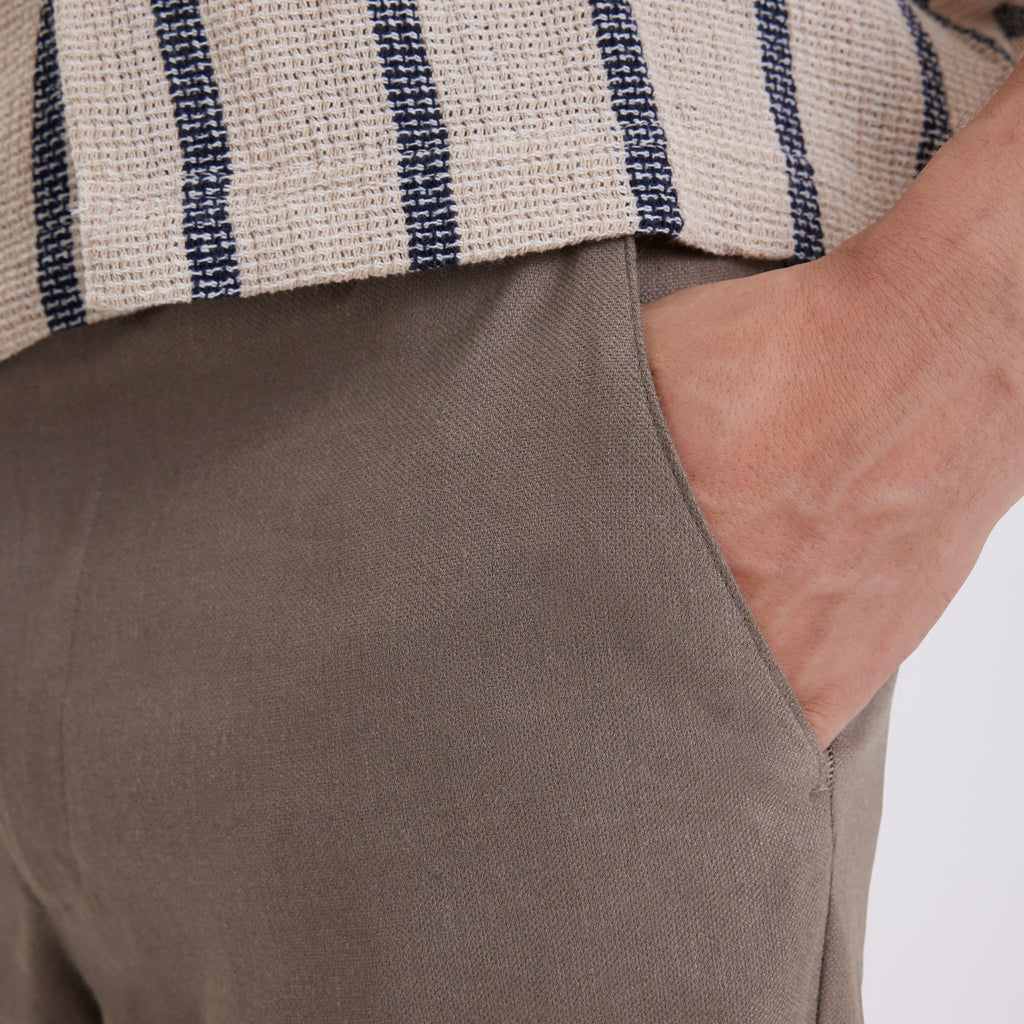 Plain Units Trousers - Formal TheoPL 769 Truffle Linen details