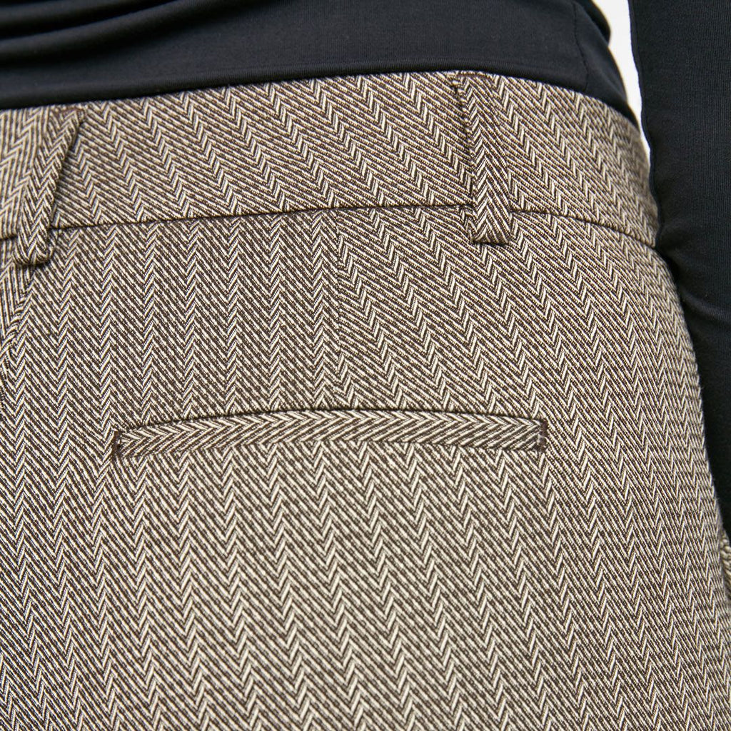 Five Units Trousers Clara 754 Brown Sand Herringbone details