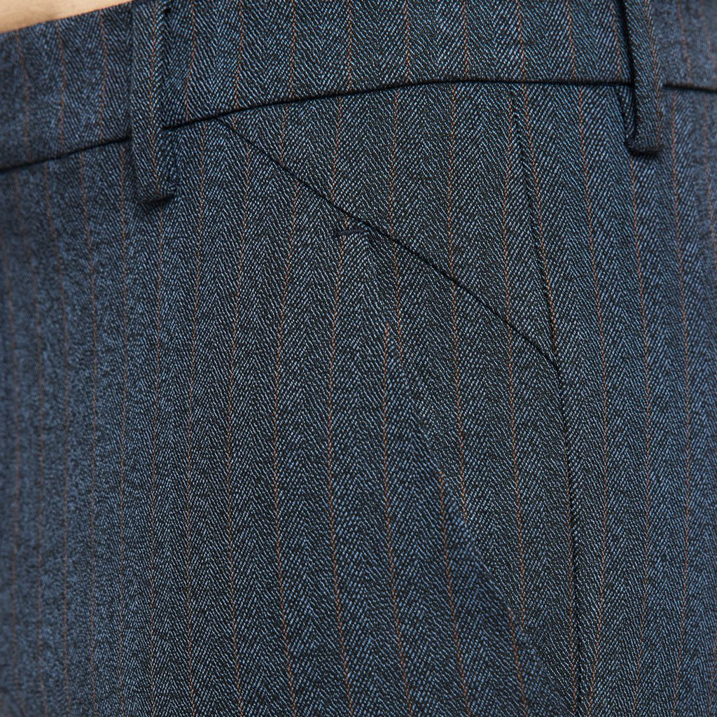 Plain Units Trousers JoshPL 834 Blue Brown Herringbone details