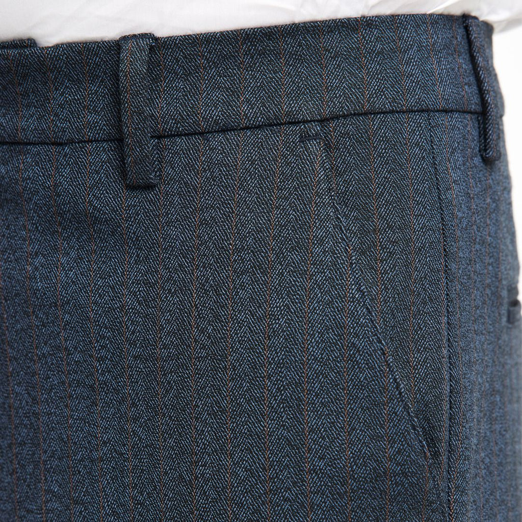 Plain Units Trousers Oscar 834 Blue Brown Herringbone details