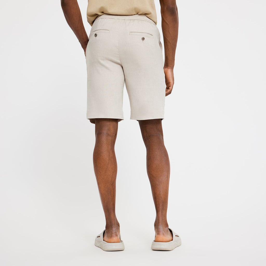 Plain Units Trousers TheoPL Shorts 769 Sand Linen back